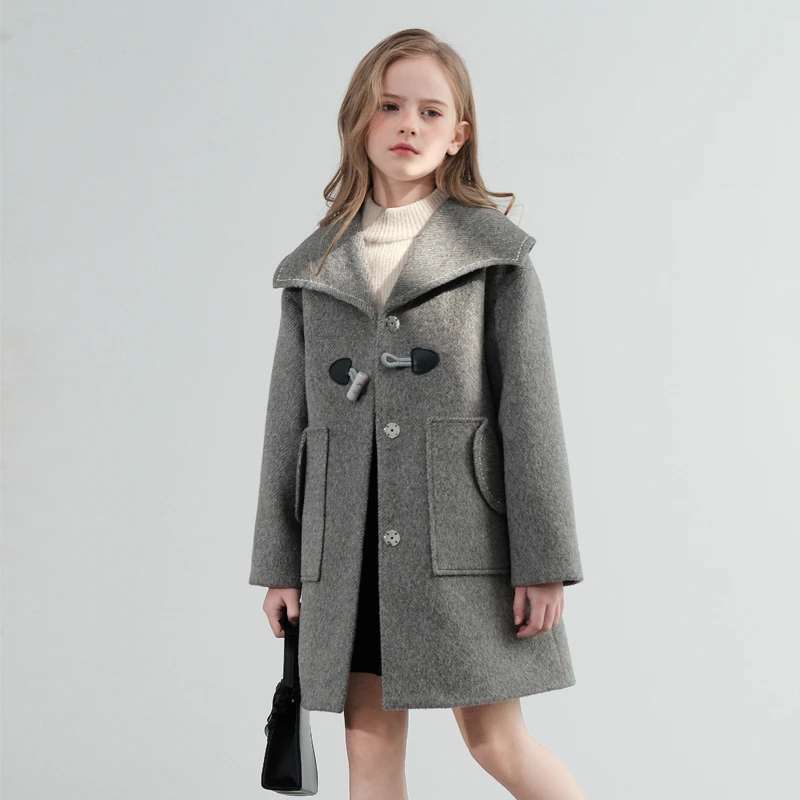 1002女童毛呢大衣外套冬季拜年服新款儿童中大童冬装洋气加厚呢子