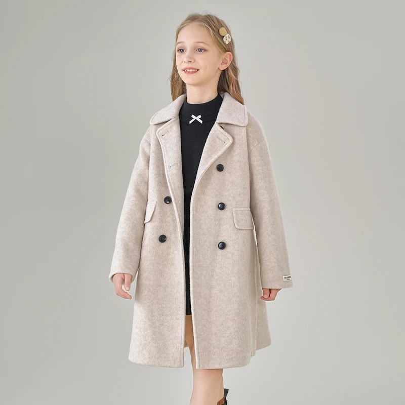 1513女童呢子大衣新款秋冬款儿童毛呢外套冬装大童中长款气质大衣