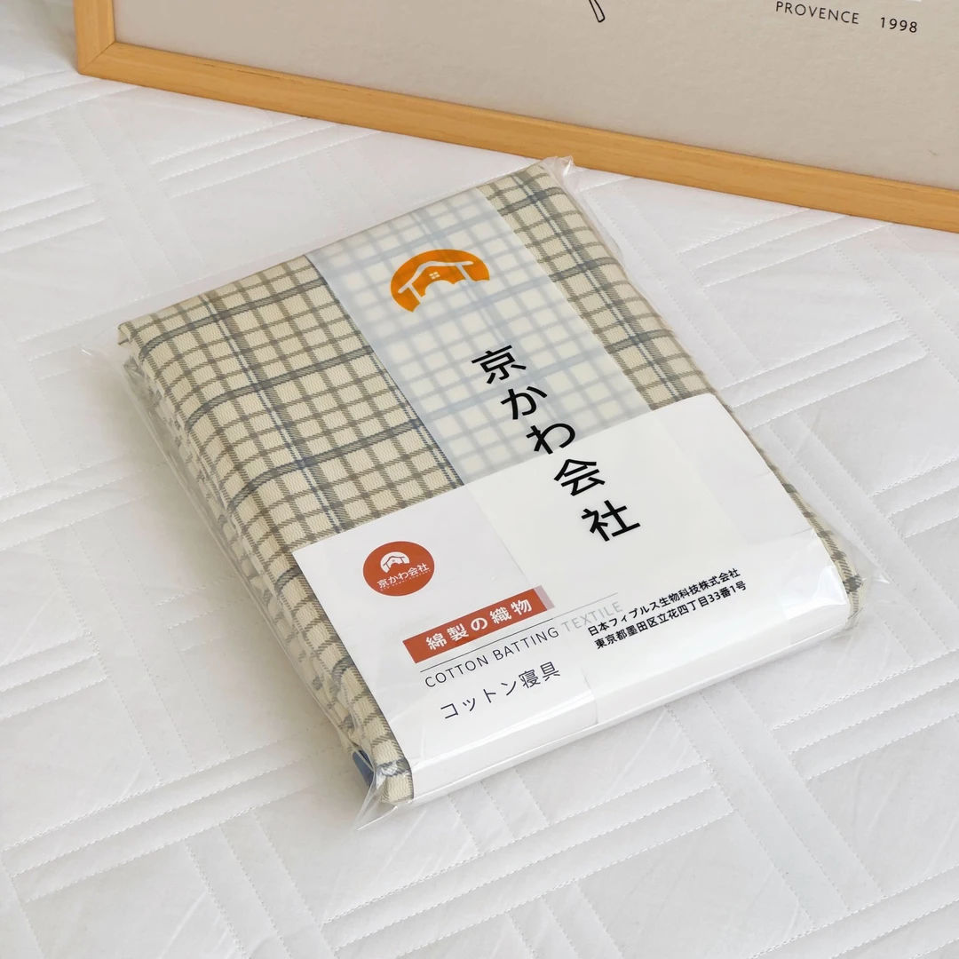 【京かわ会社】磨毛双层纱床单150*240cm 灰小格