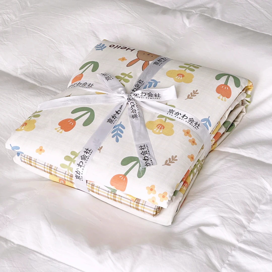 专享【京かわ会社】全棉100支匹马棉四件套 全棉简约床 兔兔奇遇