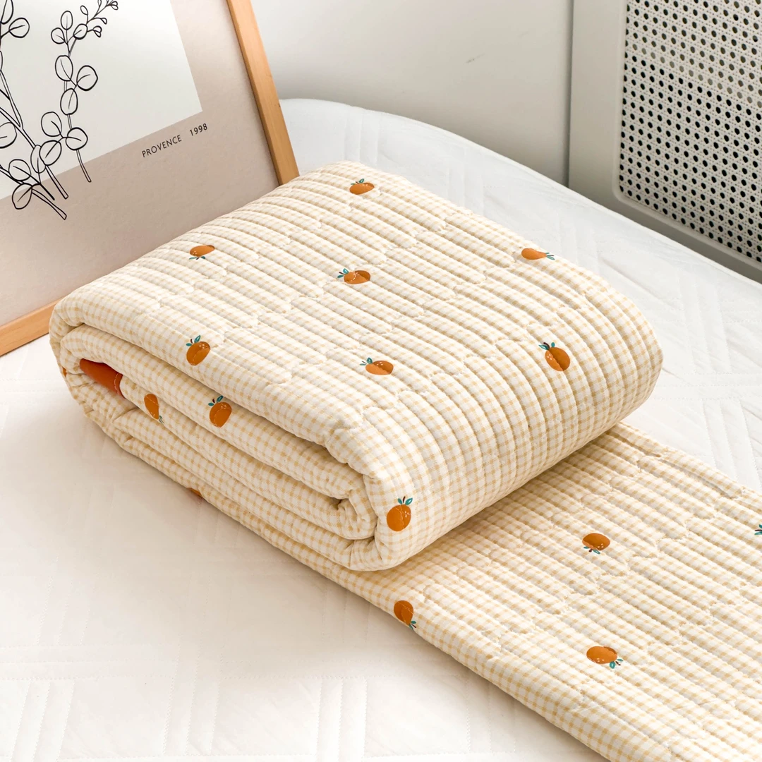 【京かわ会社】A类云纱棉床盖 200*230cm 乐橙