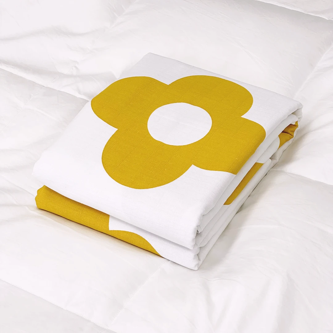 【京かわ会社】华夫格纯棉汉麻加厚床单220*240cm  简约太阳花