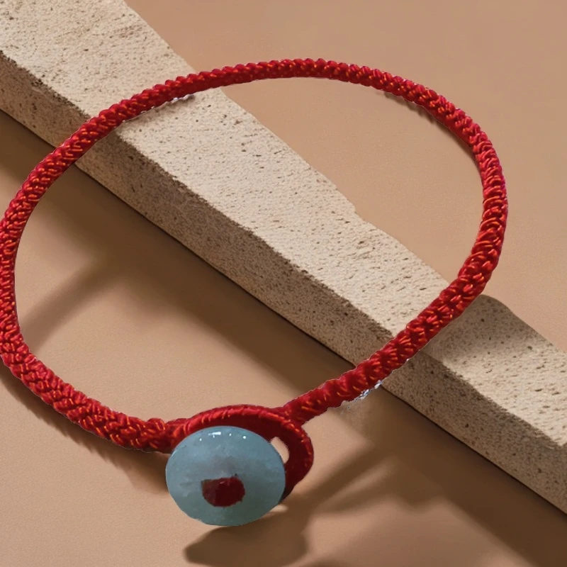 天然翡翠卡8mm平安扣纯手工马年本命年男女通用款情侣款手绳女款