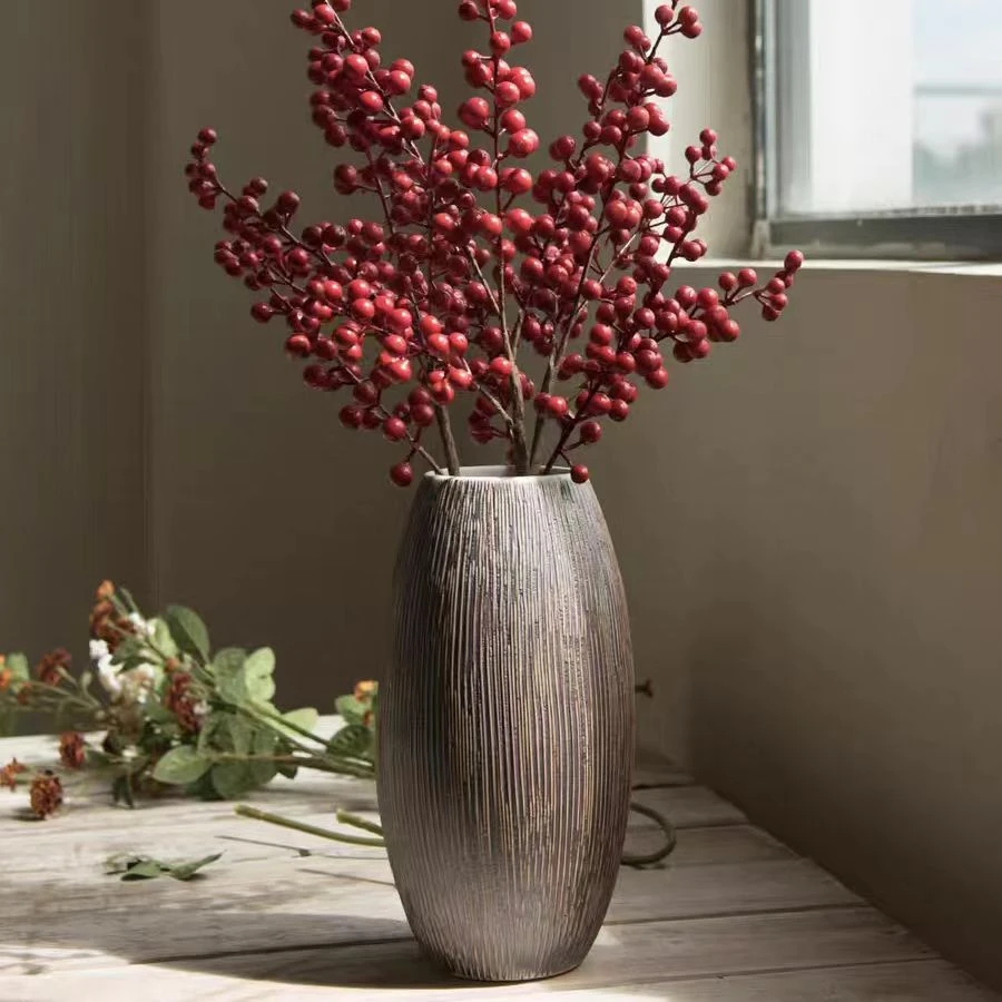 景德镇陶瓷水培桌面摆件冬青小花瓶客厅插花瓶干花复古家用新中式