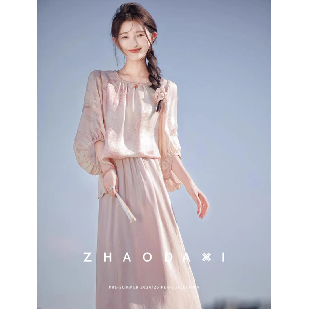 【赵大喜】现货！粉rose-花罗zhen丝小衫 | 敲贵气炒色花罗