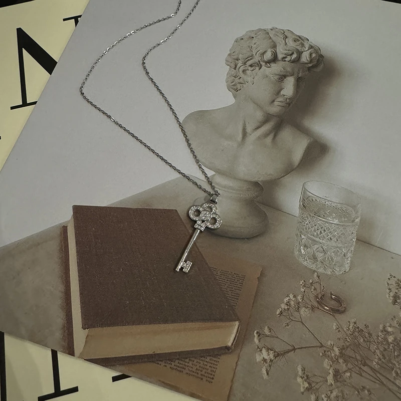 合金项链 多多同款设计感时尚百搭小众银色钥匙项链