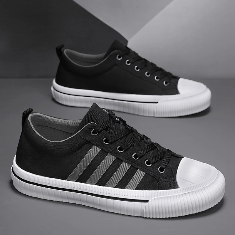 2024新款秋季男士休闲鞋时尚百搭透气板鞋帆布鞋潮流软底软面男鞋