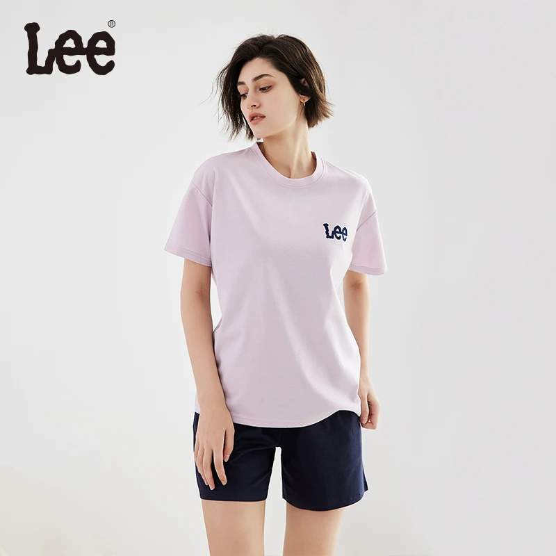 Lee高档睡衣女士夏季短袖凉感薄款女简约家居服T恤套装