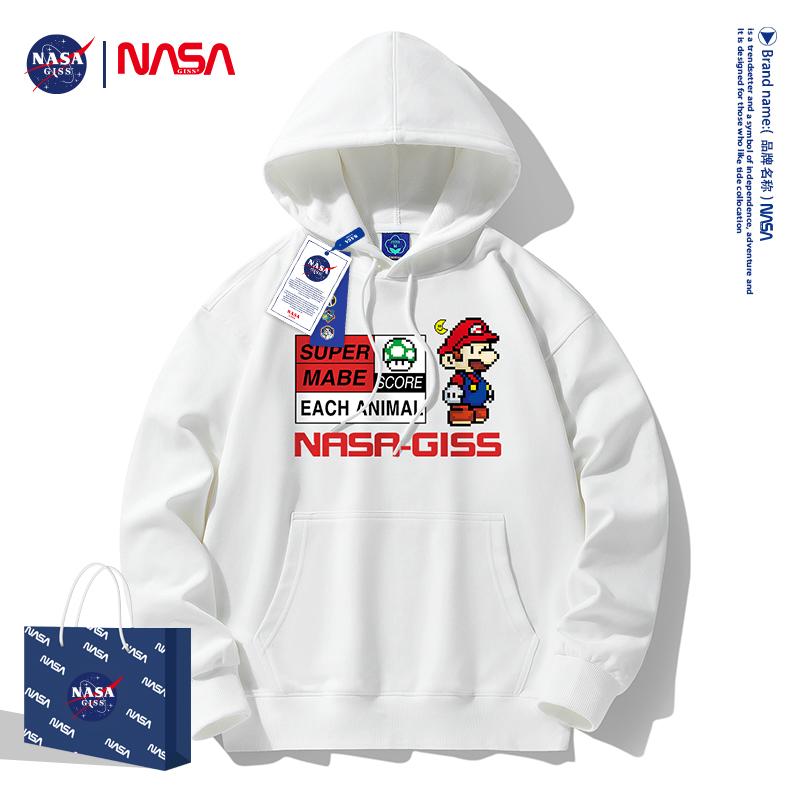 NASAGISS马里奥联名定制冬款情侣加绒加厚连帽卫衣NS380143
