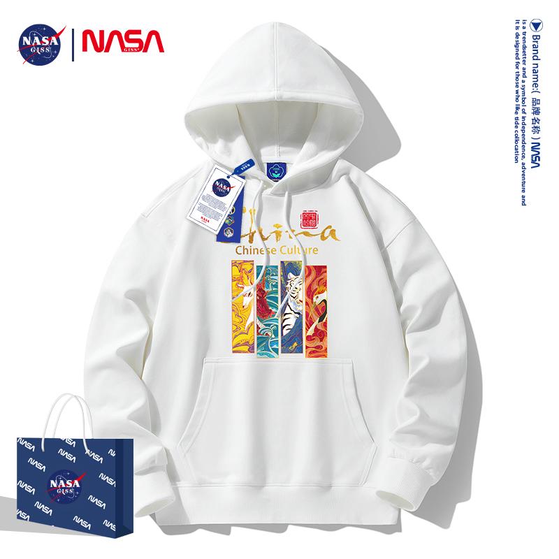 NASAGISS中国风四神兽联名秋冬款情侣加绒加厚连帽卫衣NS38024