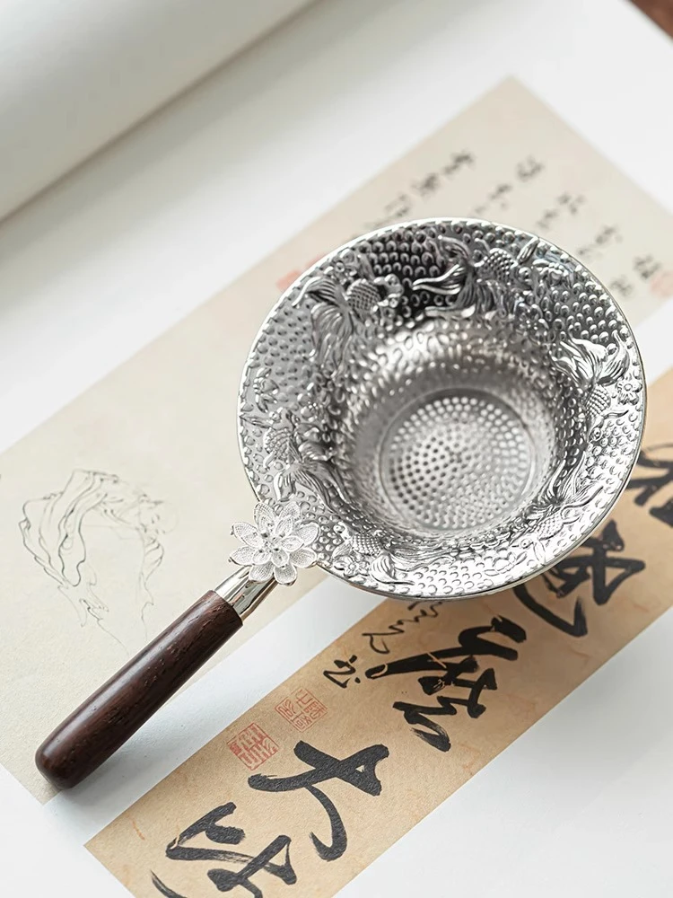 鎏银茶漏创意轻奢新中式茶叶过滤网茶隔懒人滤茶神器精密滤茶器