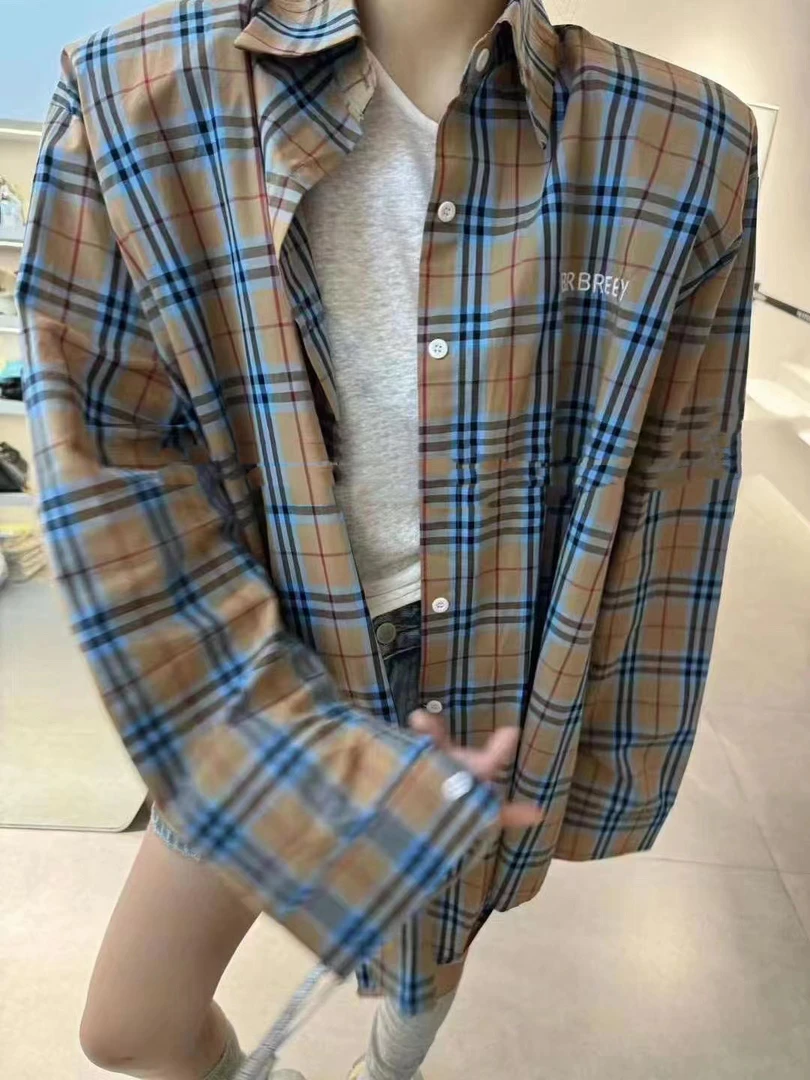 （拉萨发货 邮政包邮）秋冬刺绣格子衬衫时尚休闲百搭款