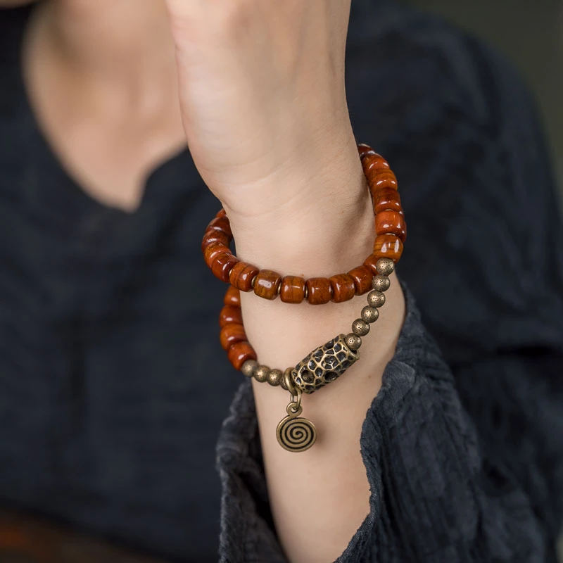 黄铜手链 原创设计双层牛骨手链潮 个性复古民族风做旧手串男女款