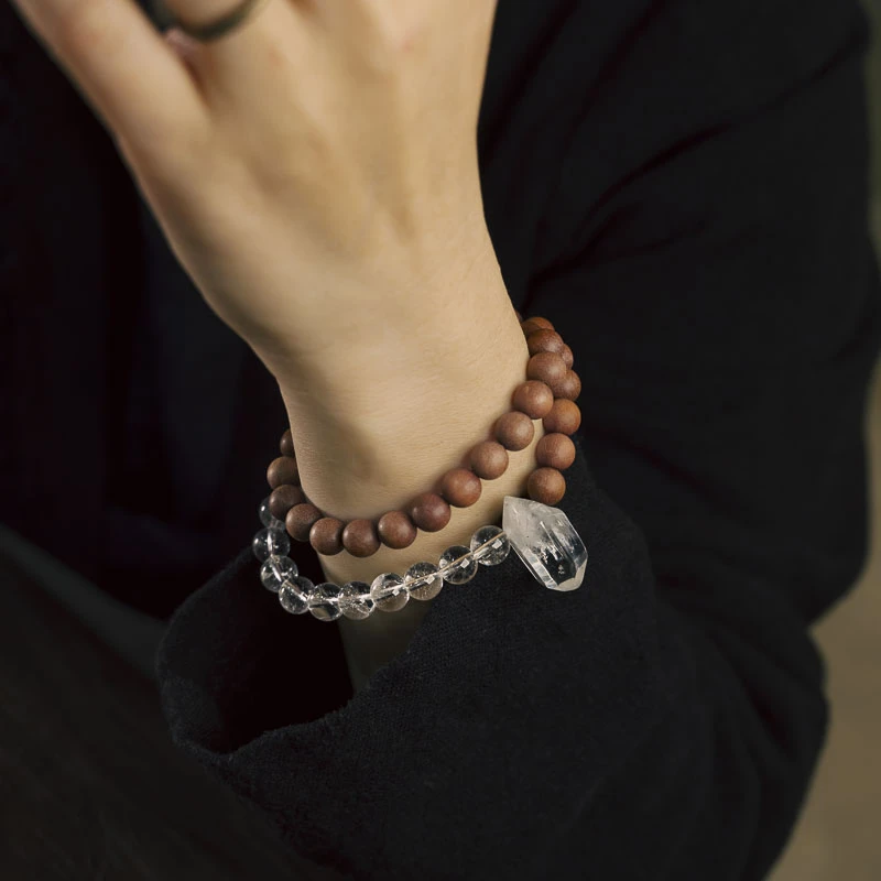 非金属木质手链 原创设计木质手链女 复古潮流个性双圈珠子手串男