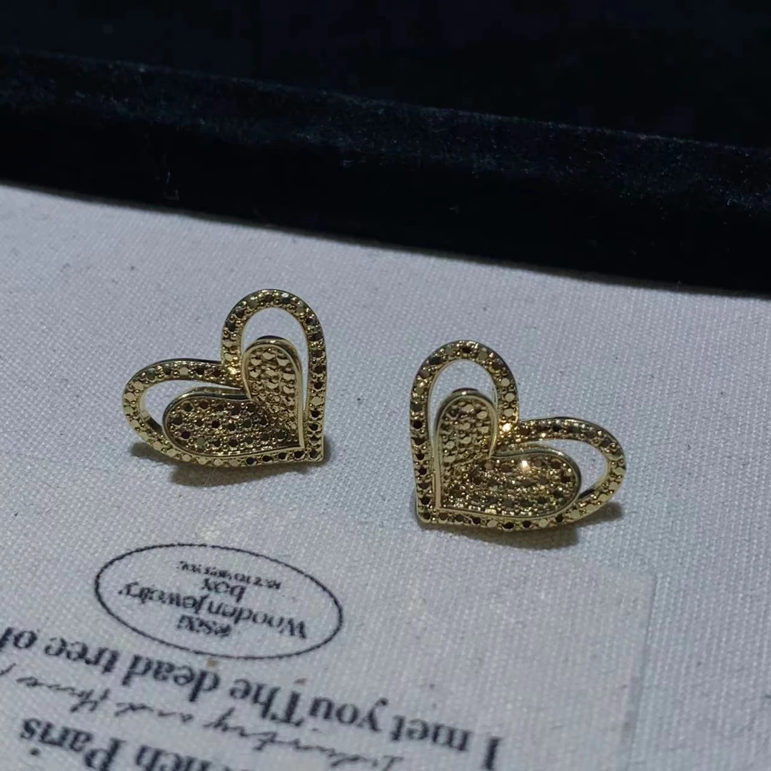 铜合金耳饰 「B151」很特别的颜色双层立体爱心耳饰耳钉