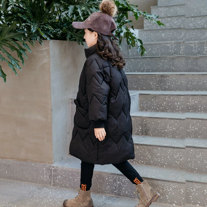 女童加厚衣韩版女孩洋气羽绒服中大童时髦中长款袄外套