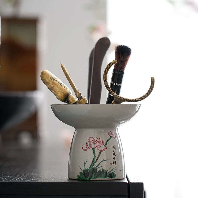 茶道六君子套装陶瓷茶具配件大全茶筒套装高端功夫茶具茶刀茶夹