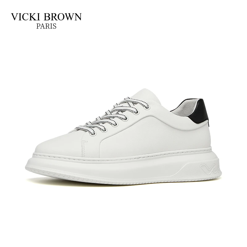 VICKI BROWN白色高档轻奢男鞋时尚休闲百搭潮鞋男士舒适低帮板鞋