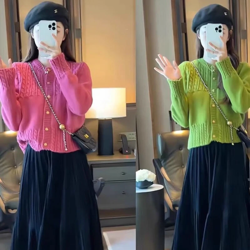 春秋装新款搭配裙子减龄韩剧短款穿搭小香风百搭上衣针织外套女