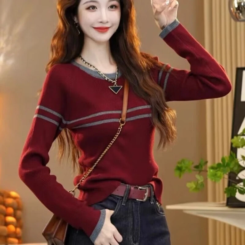 2025新款爆款秋季新款复古洋气女装圆领长袖上衣超好看打底衫