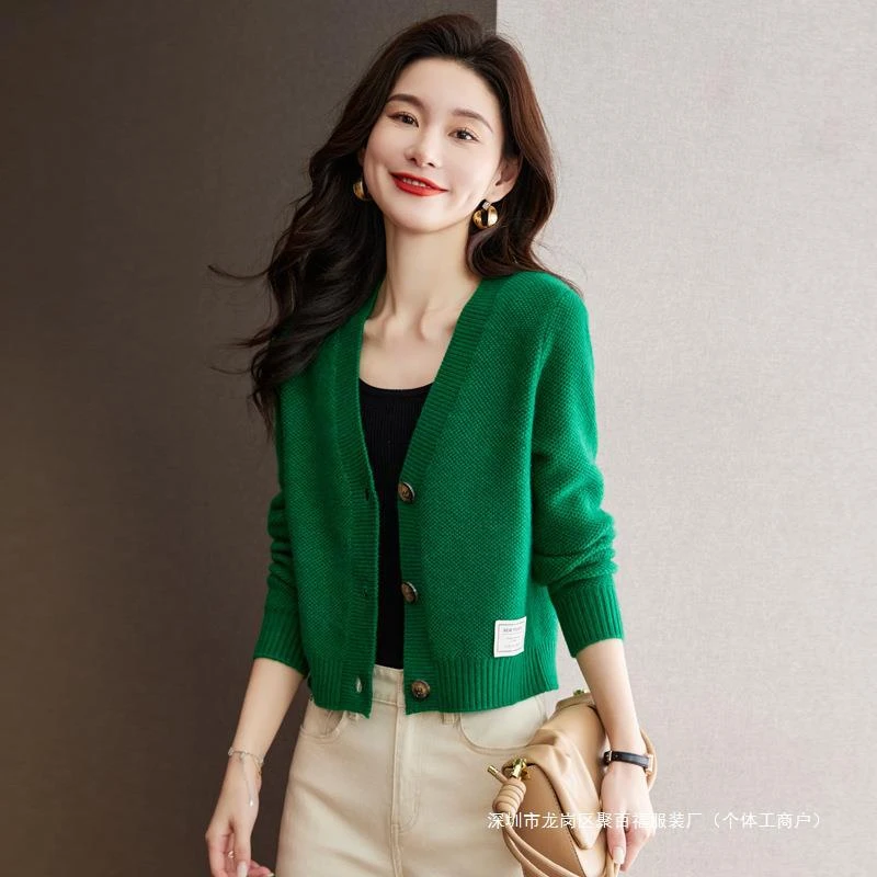 新款外搭小香风春秋针织衫薄款小外套时尚宽松女士毛衣2025年开衫