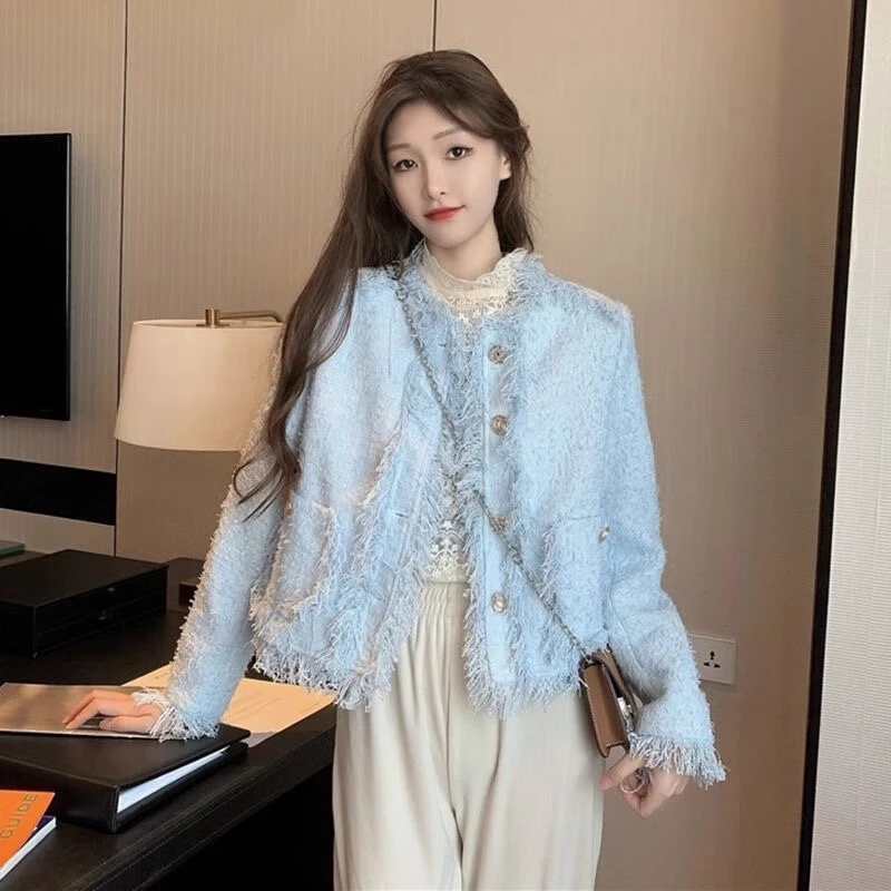 小香风外套女2025春秋新款韩版宽松加厚名媛气质流苏针织开衫上衣