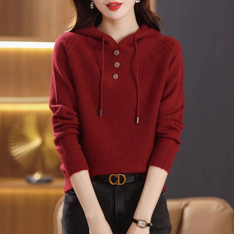 红色连帽卫衣女士春秋红色洋气减龄上衣2025年新款时尚短款连帽衫