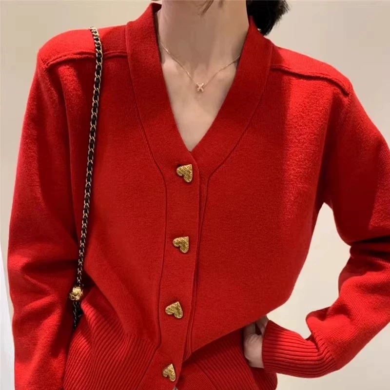 小香风翻领毛衣秋冬春秋新款纯色休闲减龄拼接打底显瘦针织开衫女