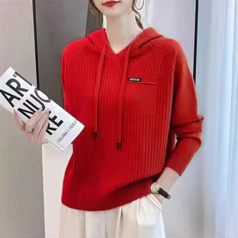 连帽卫衣女2025年新款春季韩版宽松女装短款毛衣春秋针织上衣