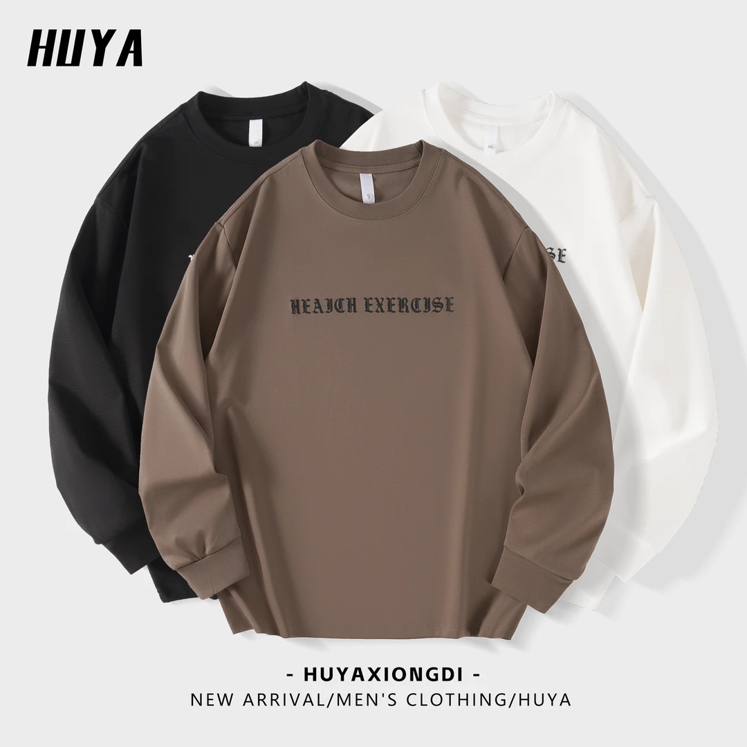 BIG林 早秋男士字母简约休闲潮流复古百搭圆领套头长袖卫衣 1632