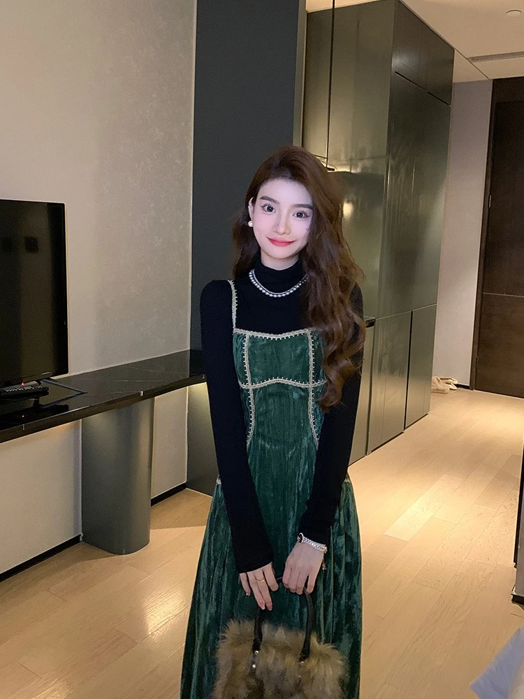 依漾自制-【梦野间】2024原创秋冬新款显瘦设计感连衣裙-39110K