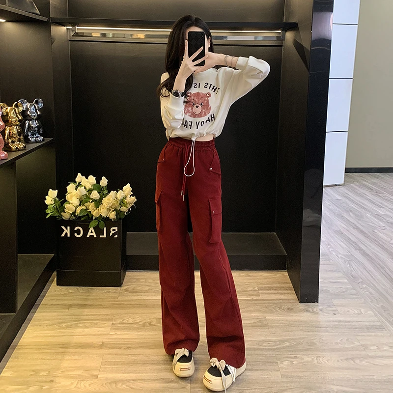 高级感休闲运动服套装女春秋季新款洋气炸街小熊卫衣工装裤两件套