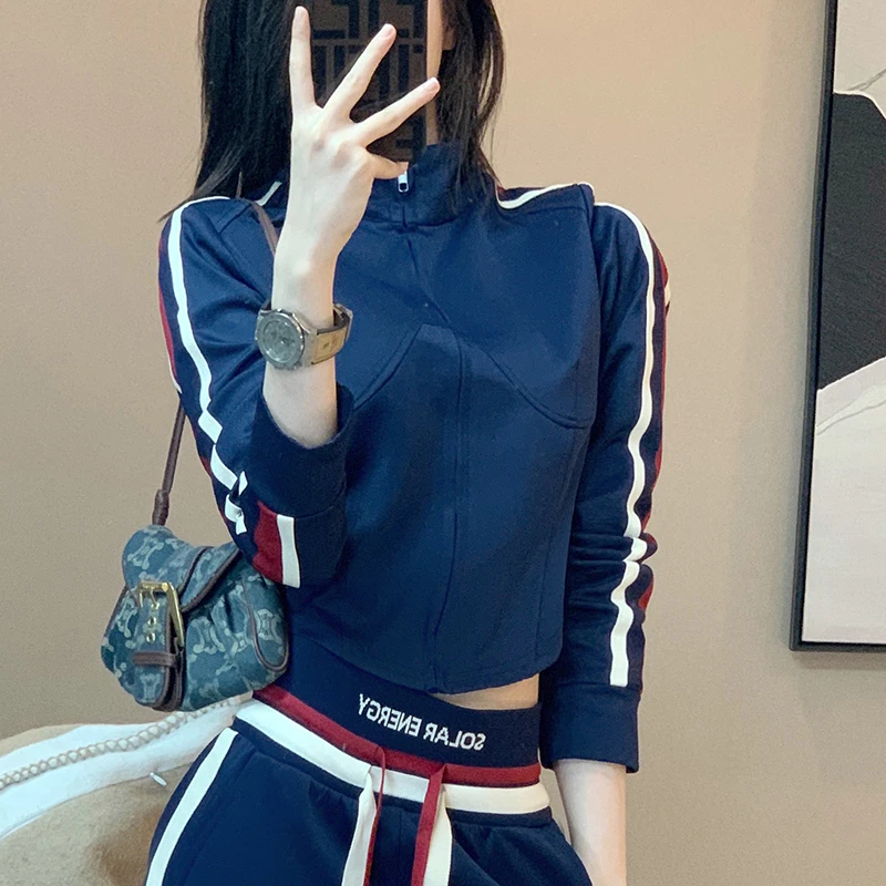 网红款运动服女春秋新款时尚休闲洋气减龄炸街宽松撞色两件套潮