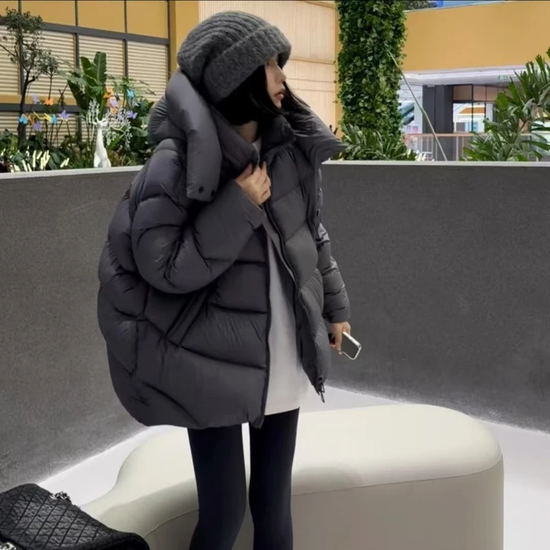 今年流行高级泡芙羽绒棉服女冬新款中长款连帽加厚宽松大码保暖装