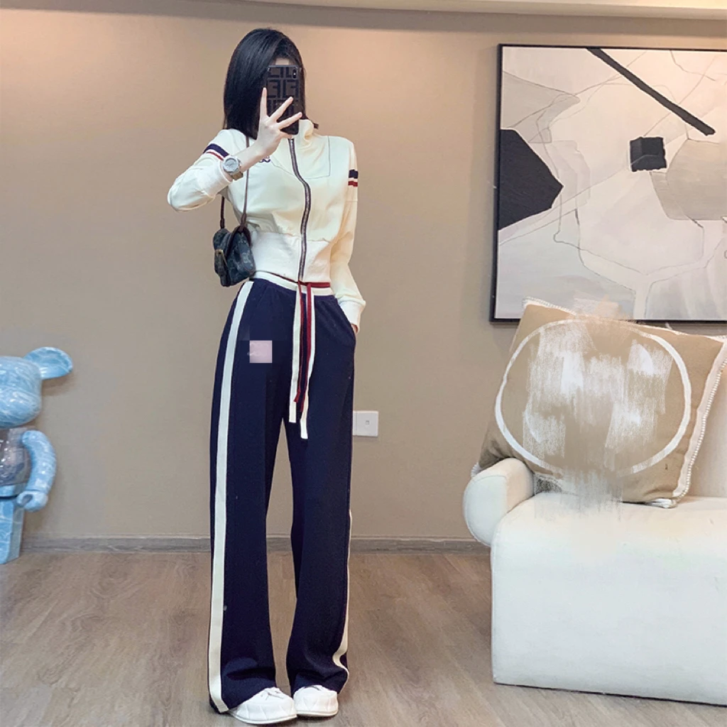 网红炸街潮流休闲运动套装女春秋新款洋气减龄显瘦宽松撞色两件套