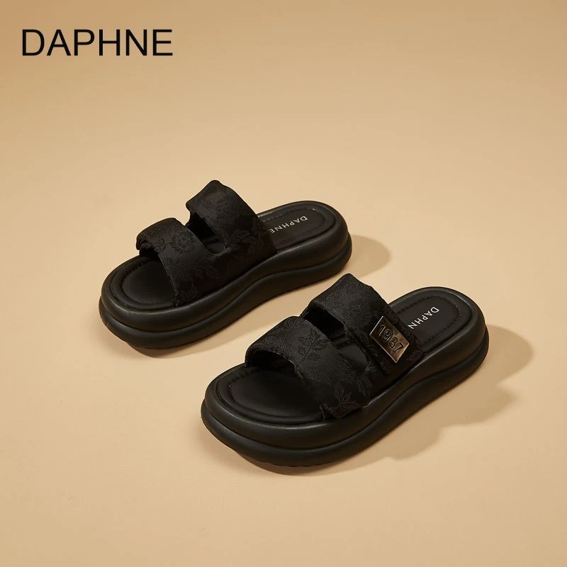Daphne/达芙妮拖鞋女2024夏季气质外穿凉鞋软底仙女风网红时尚ins