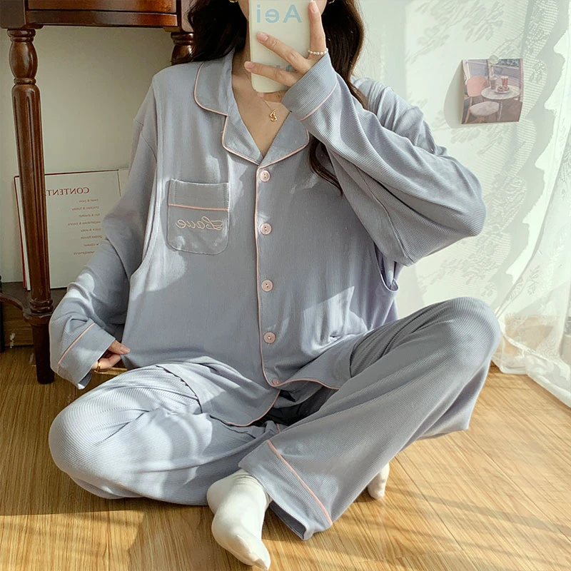 孕妇睡衣女春秋莫代尔月子服冬季产后哺乳两件套怀孕期专用家居服