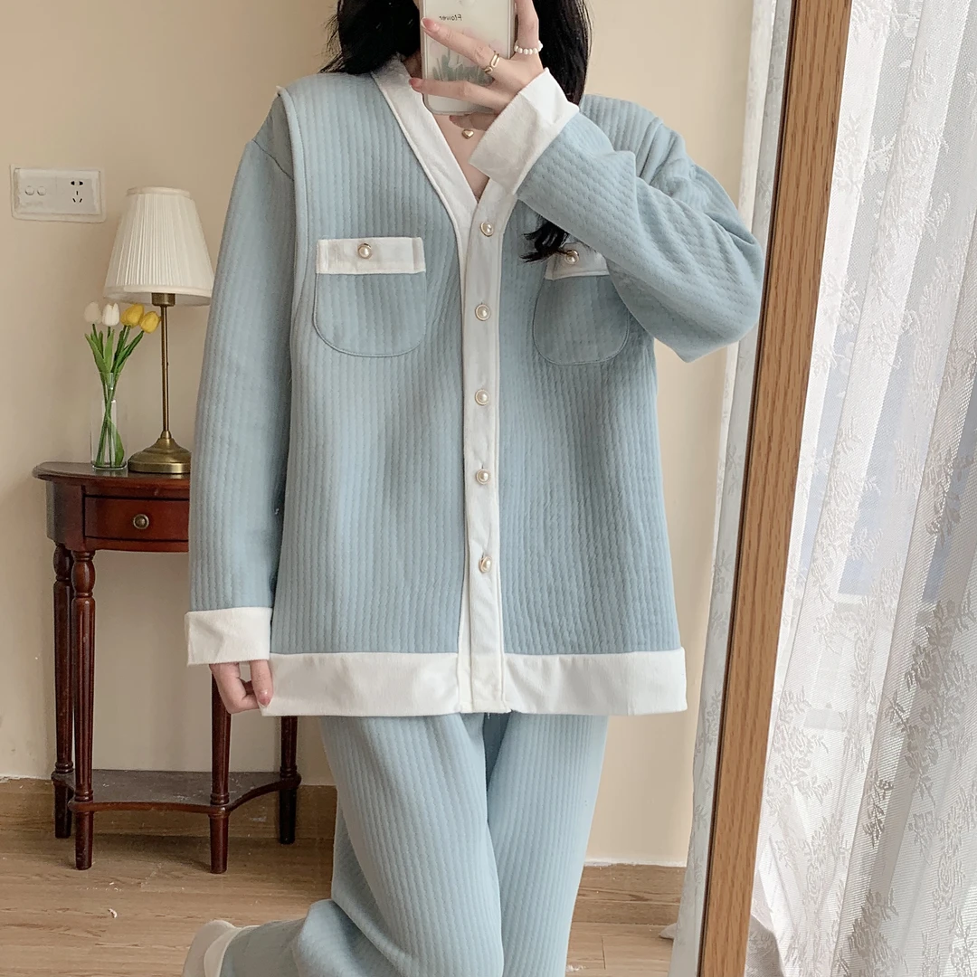 孕妇睡衣女秋冬款纯棉孕期专用空气棉月子服冬季产后加厚哺乳装女