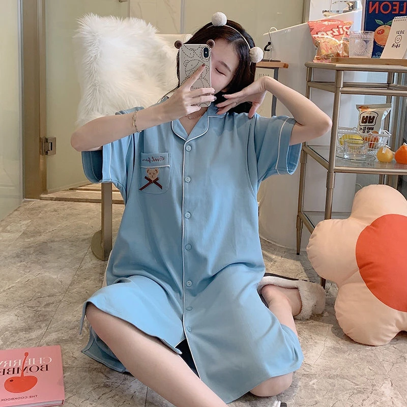 【亏本清仓】纯棉短袖待产裙夏季薄款孕妇睡衣夏天产妇产后哺乳睡裙