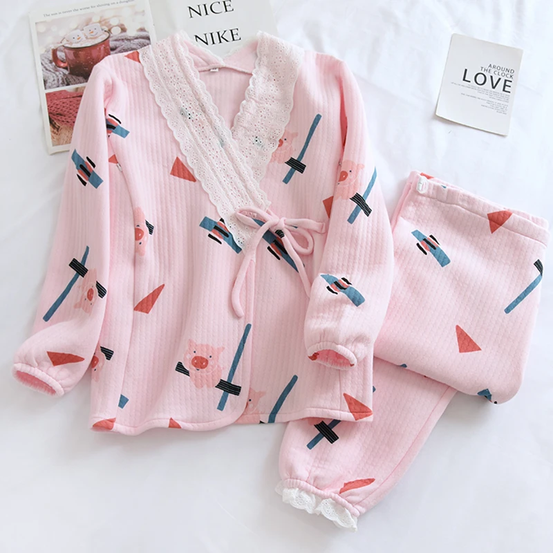 【亏本清仓】纯棉空气棉孕妇睡衣春秋款怀孕期月子服冬季产后哺乳装