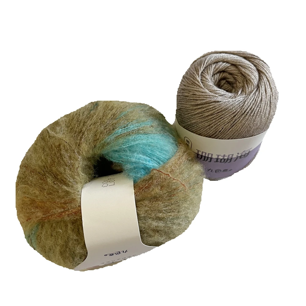 春雨 纯手工材料包 绢丝配段染马海毛 编织 保暖，视频教程