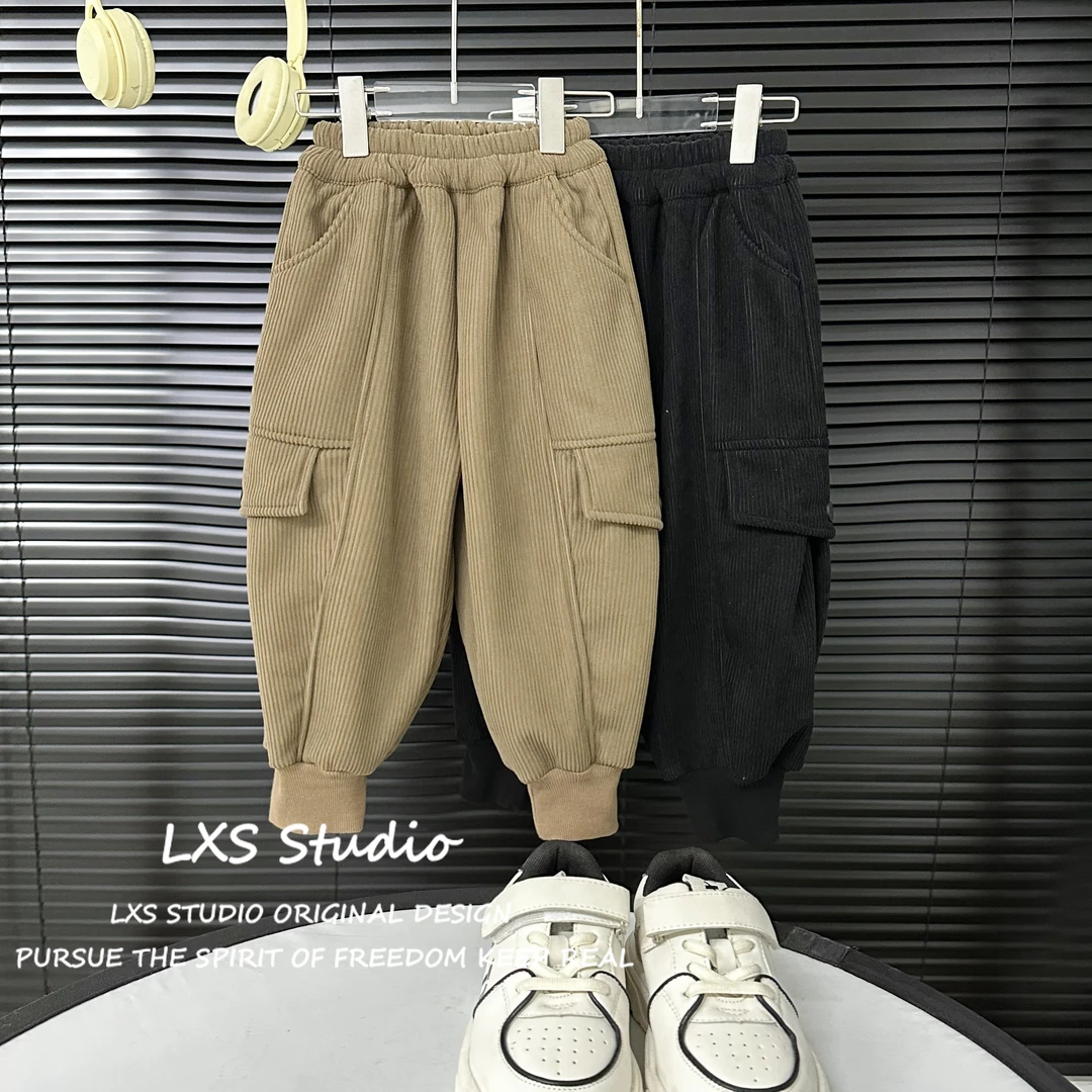 舅舅3号店童装儿童男童冬季韩版时尚灯芯绒加绒休闲裤L8092023
