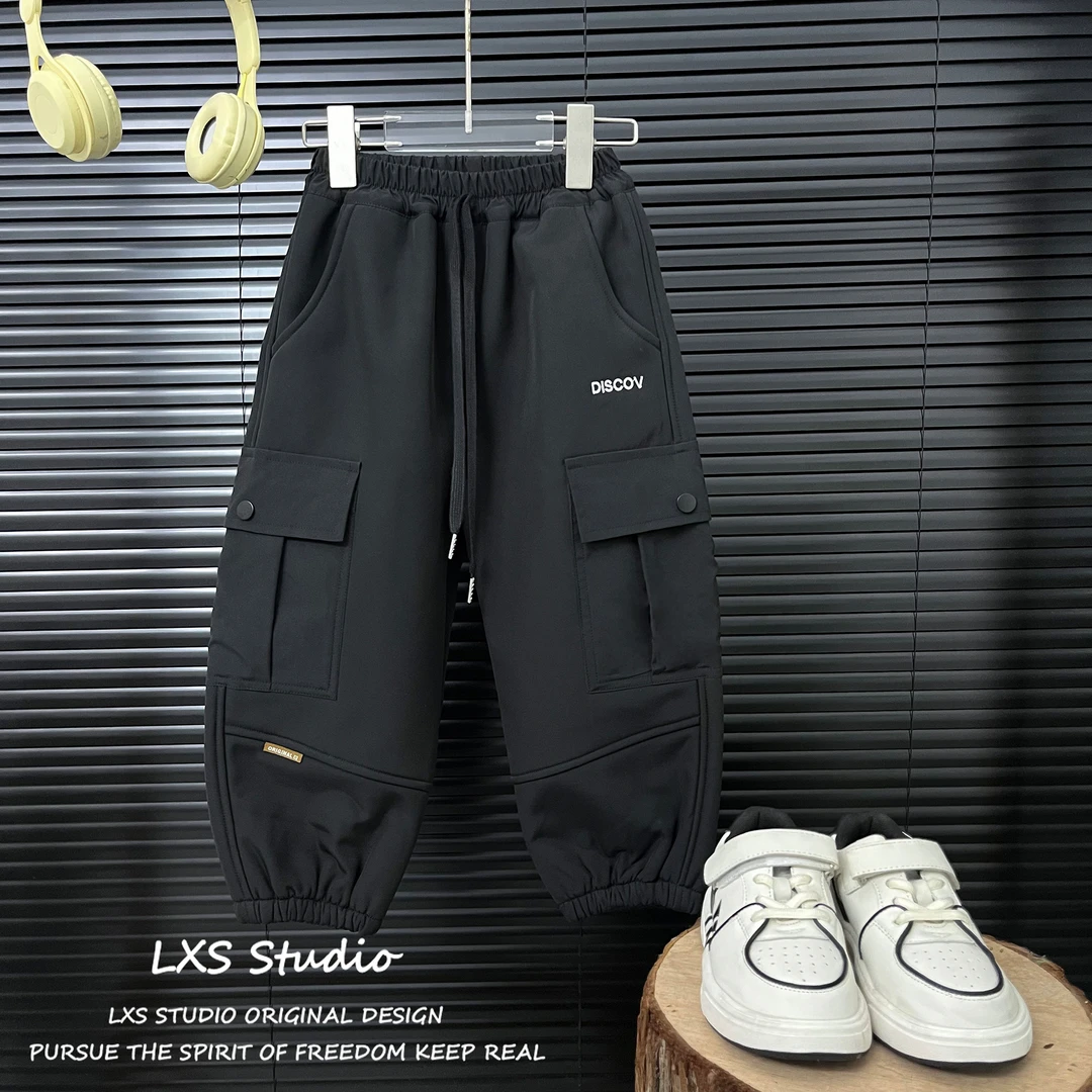 舅舅3号店童装冬季新款加绒裤子韩版潮流洋气休闲工装裤 L5952023