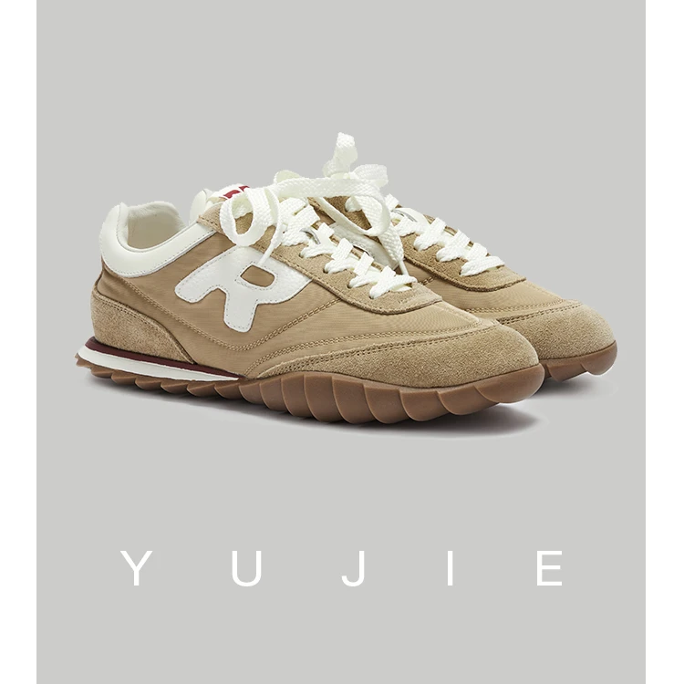 YUJIE 牛皮百搭舒适潮流时尚运动休闲复古R字德训鞋女款 QT029