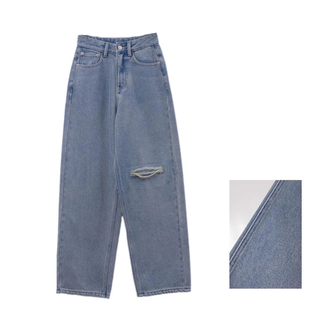 Syr【汝上春奕】加绒破洞牛仔裤44941  宽松  潮流