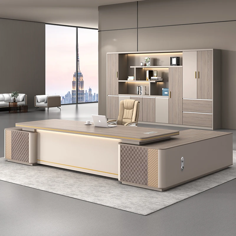 老板桌简约现代轻奢风总裁主管办公结实桌椅老板桌办公桌总裁桌