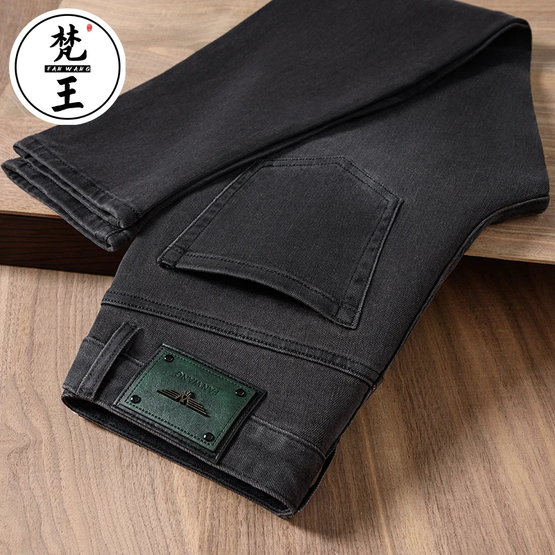 梵王高档男牛仔裤子男士春夏季新款星空灰修身小直筒百搭长裤2451