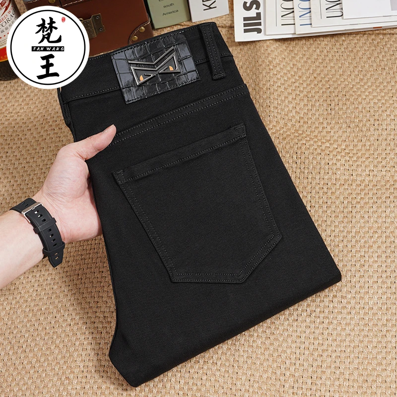 梵王春夏弹力新款牛仔裤直筒小修身九分潮流男士百搭休闲长裤D550