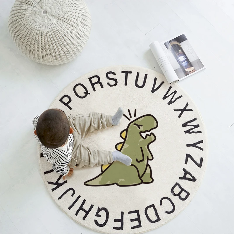 儿童房卧室阅读区圆形地毯卡通卧室抓周男孩女孩可爱隔音床边毯