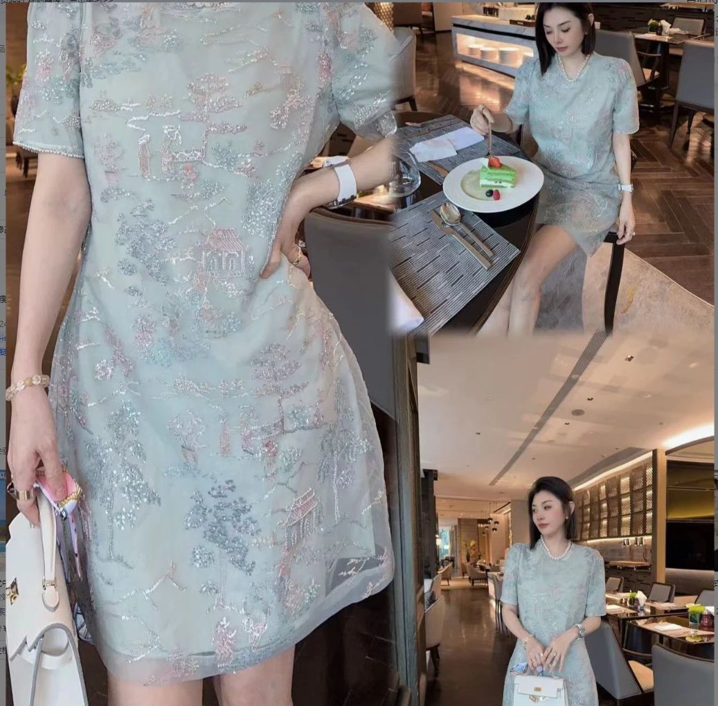 新中式时尚百搭女士气质中国风连衣裙31082